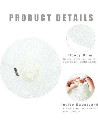 Sombrero de paja floppy KDWAVE UPF 50% para verano