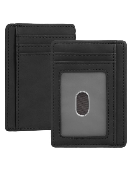 Billetera Slim Minimalista LOUEBICA con Bloqueo RFID - Negro