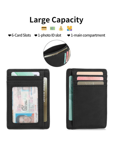 Billetera Slim Minimalista LOUEBICA con Bloqueo RFID - Negro