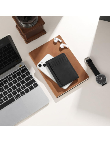 Billetera Slim Minimalista LOUEBICA con Bloqueo RFID - Negro