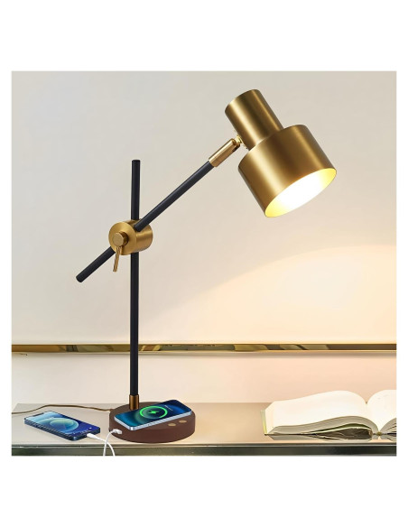 Lámpara de Escritorio TITOSICHY con Cargador Inalámbrico USB