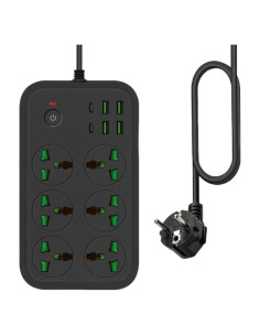 Regleta de 12 en 1 COOFINE con USB C y 6 tomas 3000W