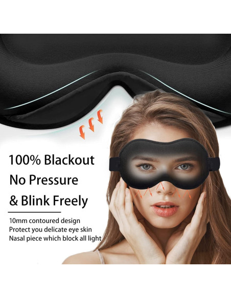 Máscara de Sueño Zizwe 3D Ajustable Lavable 100% Oscuridad