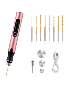 Mini Taladro Eléctrico Inalámbrico VQVYBXN Rosa 3 Velocidades