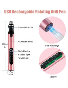 Mini Taladro Eléctrico Inalámbrico VQVYBXN Rosa 3 Velocidades 2
