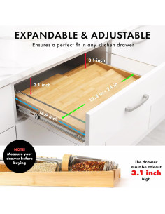 Organizador de Cajón de Especias EDELHAUS de Bambú 4 Niveles 2