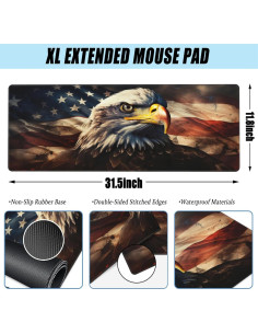 Alfombrilla de Escritorio Gnhkmw XL Águila Calva Americana 80x30cm 2