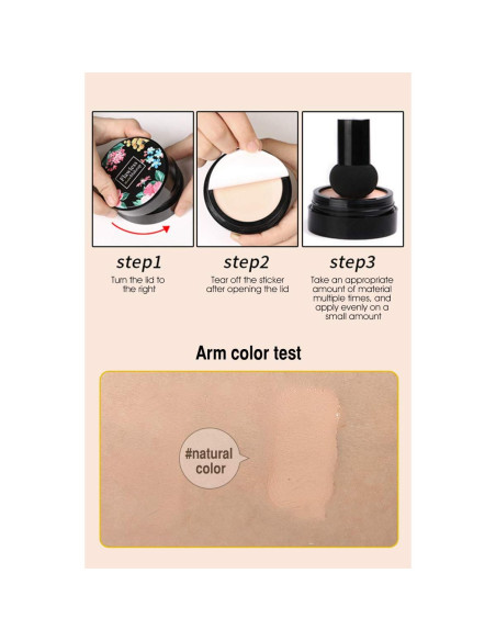 Crema CC Air Cushion Aooba Hidratante SPF50+ 132g con Esponja