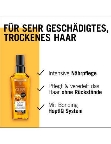 Gliss Kur Aceite para Cabello Seco 75 ml - Nutre y Brilla