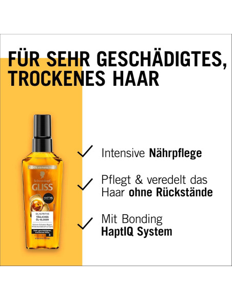 Gliss Kur Aceite para Cabello Seco 75 ml - Nutre y Brilla