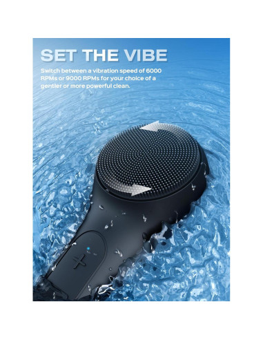 Cepillo Facial Eléctrico Naturwick Negro con Masaje y Espuma