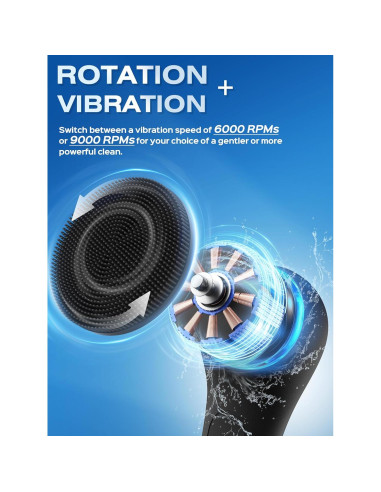 Cepillo Facial Eléctrico Naturwick Negro con Masaje y Espuma