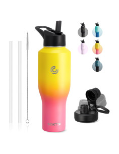Botella de Agua Aislada COKTIK 1.18L con Tapa de Popote