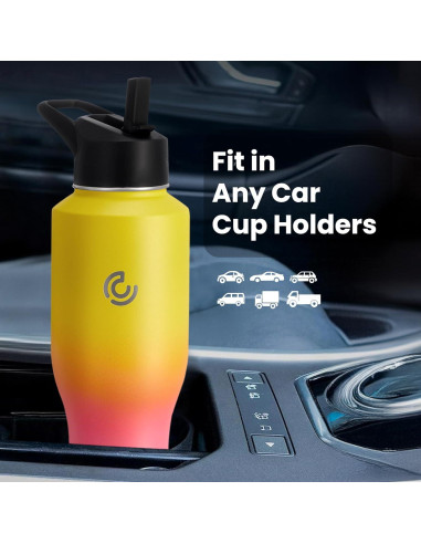 Botella de Agua Aislada COKTIK 1.18L con Tapa de Popote