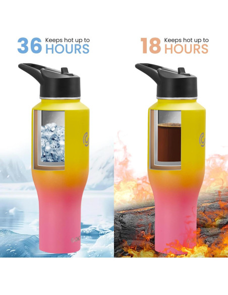 Botella de Agua Aislada COKTIK 1.18L con Tapa de Popote