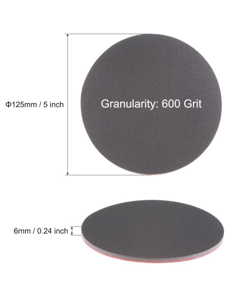 Discos de Lijado Esponja 600 Granos uxcell 12.7cm 20 Piezas