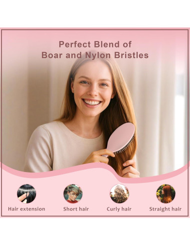 Cepillo Desenredador EAGLE FORTRESS Cerdas de Jabalí Rosa