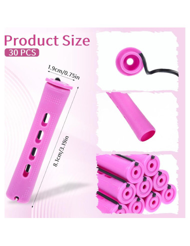 Juego de 30 Rulos Sin Calor Rosa JJUNW para Cabello