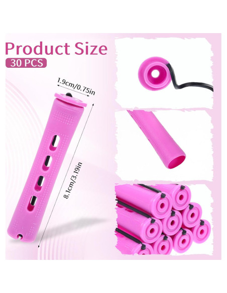 Juego de 30 Rulos Sin Calor Rosa JJUNW para Cabello