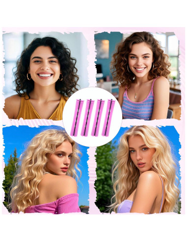 Juego de 30 Rulos Sin Calor Rosa JJUNW para Cabello