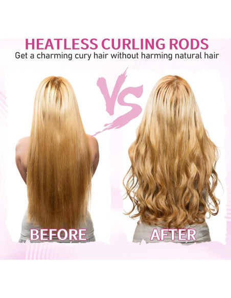 Juego de 30 Rulos Sin Calor Rosa JJUNW para Cabello