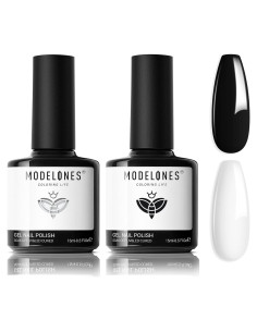Kit de Esmalte de Uñas en Gel Modelones 15ml Negro y Blanco