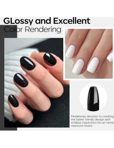 Kit de Esmalte de Uñas en Gel Modelones 15ml Negro y Blanco 2