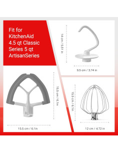 Batidor Flexible 3 Piezas KitchenAid 4.5-5QT Accesorios 2