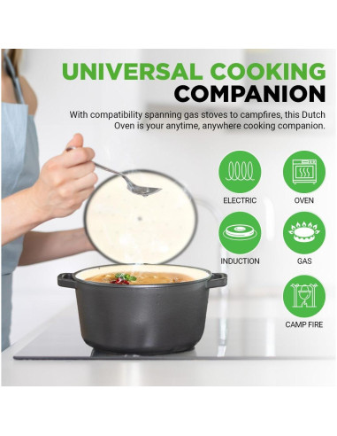 Horno Holandés Eléctrico NutriChef 6L 1500W con Tapa Inoxidable