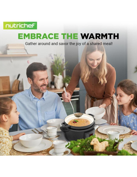 Horno Holandés Eléctrico NutriChef 6L 1500W con Tapa Inoxidable