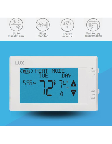 Termostato Programable LUX TX9600TS Pantalla Táctil Blanco