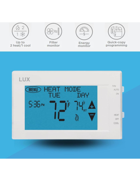 Termostato Programable LUX TX9600TS Pantalla Táctil Blanco