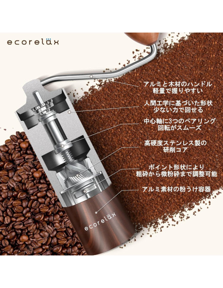 Molinillo de Café Manual ECORELAX - Acero Inoxidable, 0.52 kg Molinillo de Café Manual ECORELAX - Acero Inoxidable, 0.52 kg