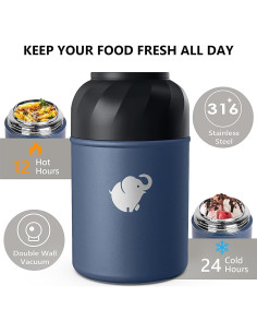 Termo de Comida Aislado HouseTec 17oz Azul Oscuro - A Prueba de Fugas 2