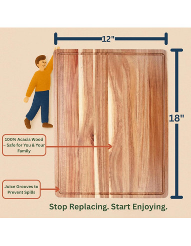 Tabla de Cortar de Madera de Acacia Standard Bull 45.7x30.5cm