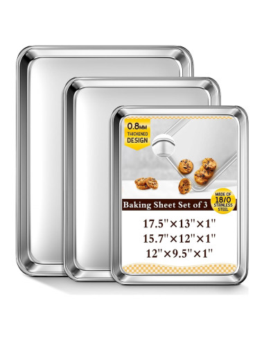 Juego de bandejas para hornear Yuiicaov 3 piezas 30.5-44.5 cm