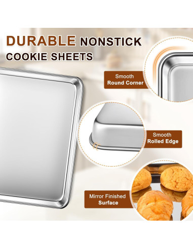 Juego de bandejas para hornear Yuiicaov 3 piezas 30.5-44.5 cm