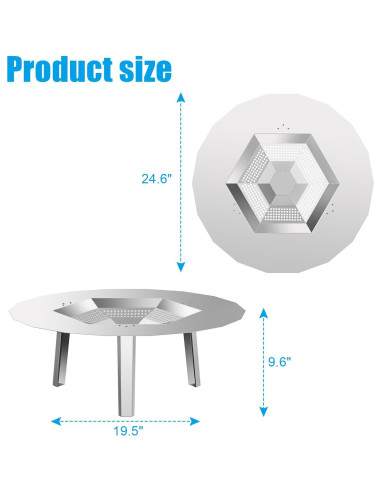 Deflector de Calor LS'BABQ para Fogata 49.5 cm Acero Inoxidable