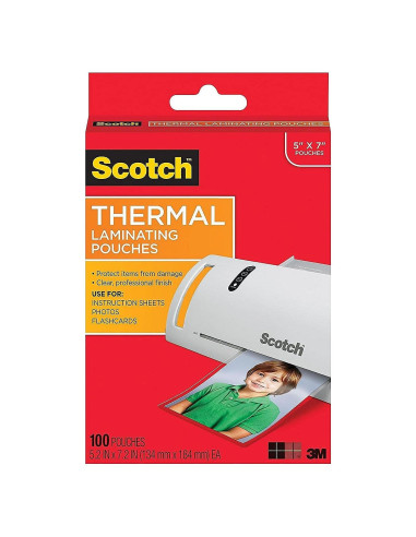 Bolsas de Laminado Térmico Scotch 5x18 cm, 5 Mil, Transparente 100/Pk