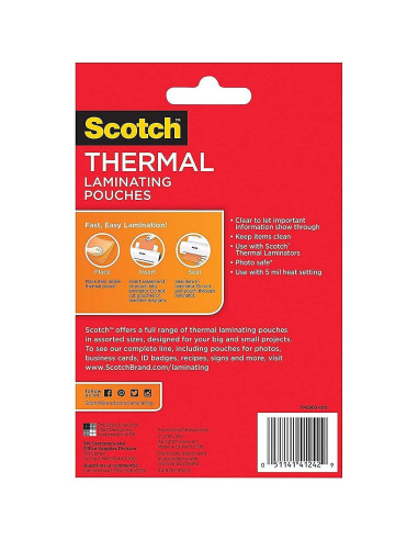 Bolsas de Laminado Térmico Scotch 5x18 cm, 5 Mil, Transparente 100/Pk