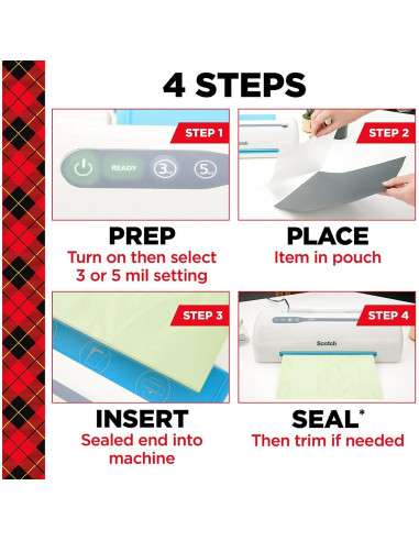 Bolsas de Laminado Térmico Scotch 5x18 cm, 5 Mil, Transparente 100/Pk