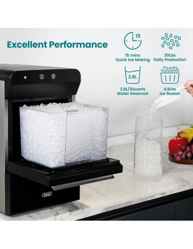 Máquina de Hielo Gevi GIMN-1000B de Encimera - Hielo de Pellets