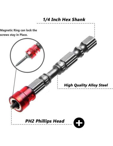 Juego de 10 Puntas de Destornillador Magnéticas Mesee PH2