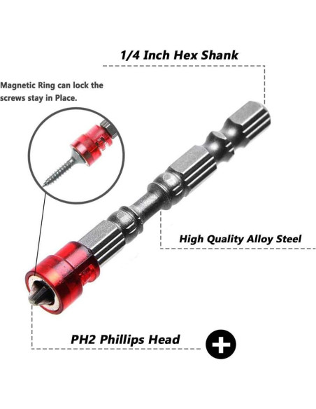 Juego de 10 Puntas de Destornillador Magnéticas Mesee PH2