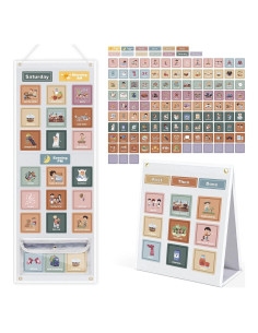 Horario Visual para Niños Joyreal con 135 Tarjetas Boho