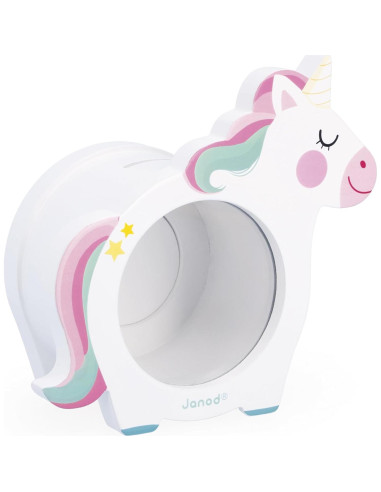 Alcancía de Unicornio Janod - Madera FSC - 18 x 17 cm