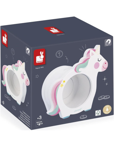 Alcancía de Unicornio Janod - Madera FSC - 18 x 17 cm