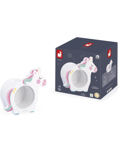 Alcancía de Unicornio Janod - Madera FSC - 18 x 17 cm