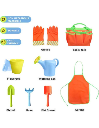 Juego de Jardinería para Niños Megawodar 10 Piezas con Sombrero