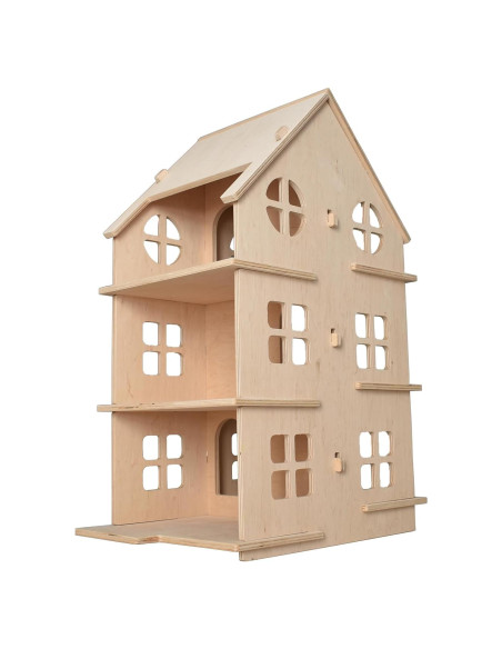 Casa de Muñecas de Madera Montessori 3 Pisos 6 Habitaciones